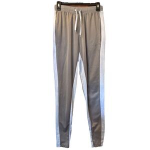 Cougar Sport Track Pants Mens Medium Polyester Tapered Fit Zip Legs Light Gray